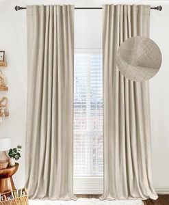 100% Blackout Shield Linen Blackout Curtains for Bedroom 96 Inches Long, Back Tab/Rod Pocket Living Room Drapes, Thermal Insulated Blackout Curtains 2 Panels Set, 50" W x 96" L, Oatmeal