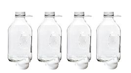 The Dairy Shoppe Heavy Glass Milk Bottles - Jugs with Lids, Silicone Pour Spouts - Clear Milk Containers for Fridge - Reusable Glass Milk Jug Dispenser - Made in USA (64 oz, 4 Pack)