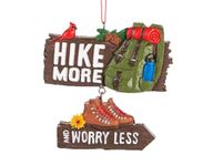 The Bridge Collection Hike More and Worry Less Hiking Ornament - Backpacking Christmas Tree Ornaments - Camping Ornament - Gifts for Hikers