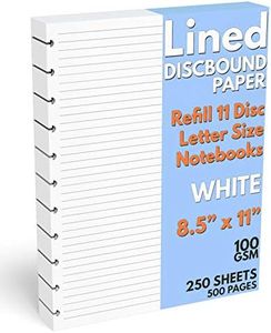 Discbound Letter Size Lined Paper Refill, 250 Sheets (500 Pages), 8.5 in x 11 in, 100 GSM, 11 Disc Notebooks