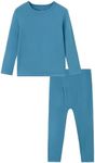 BambooBud Thermal Underwear for Kids Boys Long Sleeve Top and Bottom Pajama Set Soft Undershirts Johns Base Layer XXS-XL, Coronet Blue, X-Small