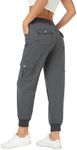 MISS MOLY Women Hiking Cargo Pants Lightweight Quick Dry Joggers Running Outdoor Sweatpants Pockets Gray XS