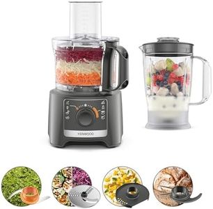 Kenwood MultiPro Compact FDP31.170GY, Food Processor with Blending Blade, Kneading Function, and Slicing Disc, 1.2L Blender, 2 Speeds + Pulse, 2.1L Bowl, 800W, Grey