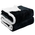 Pfimigh Waterproof Dog Blanket, 3-Layer Flannel and Sherpa Pet Throw, Reversible Protector Cover for Bed Couch Sofa, Black, 60"x80"