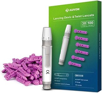 AUVON Lancing Device with Less Pain Design, Blood Sample Pen and Twist Top 100pcs 30 Gauge Lancets for Blood Sugar Level Monitoring