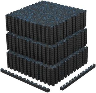 AIRHOP 0.79in Thick 96 Sq Ft Exercise Equipment Mats, 24 Tiles Upgraded Rubber Top with High Density EVA Foam, Large Interlocking Puzzle Gym Flooring for Home Gym, Heavy Weight Workout,Black & Blue