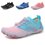 Nasogetch Water Shoes Women Men Quick Dry Aqua Sport Shoes Barefoot Beach Shoes for Kayaking River Hiking Surfing Yoga Boating Snorkeling A558 PinkBlue 5.5 UK 39 EU