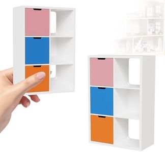 Dollhouse Bookshelf with Functional Cabinets, Exquisite Dollhouse Closet Organizers and Storage for 1:12 Doll Houses, Dollhouse Bookcase Decor for DIY Mini World,2PCS