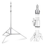 NEEWER Photography Light Stand 2.85-6.6ft/87-200cm, Spring Loaded Aluminum Tripod Stand with ø28mm Thicker Tube Diameter for Ring Light/LED Light/Strobe Flash/Softbox, Max Load 22lbs, ST-200 White