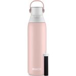 Brita Insulated Stainless Steel Filtering Water Bottle with Straw, BPA-Free Water bottle for Sports, Travel or Hiking, Great for gifting, Easy-carry loop, Leak-proof lid, 26 Oz, Rose