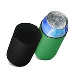 kwmobile Set of 2 Neoprene Can Coolers Compatible with 500ml Can - Keep Beer Soda Soft Drinks Cool - Black/Green