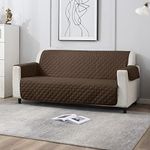 HOKIPO 3 Seater Quilted Polyester Sofa Cover Mat, 170x184 cm, Chocolate Brown (AR-4665-M1)