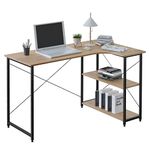 WOLTU Computer Desk Light Oak+Black Office Desk Workstation L-Shaped Study Writing Desk Computer PC Laptop Table Workstation Dining Gaming Table for Home Office TSB06hei