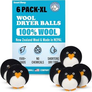Smart Sheep Wool Dryer Balls - 6-Pack - XL Premium Natural Fabric Softener Award-Winning - Wool Balls Replaces Dryer Sheets - Wool Balls for Dryer - Laundry Balls for Dryer (Marching Penguins)