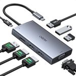 USB C Docking Station Dual Monitor,8 In 1 Laptop Docking Station USB C Hub with 2 HDMI Monitor,DisplayPort,VGA,PD 100W,3USB Ports, Multiport Adapter for Dell, HP, Lenovo,Surface Laptops