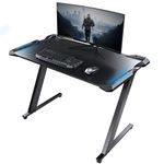 EUREKA ERGONOMIC Gaming Desk with LED RGB Lights 114 x 64 cm Large Computer Desk Home Office Desk Studio Desk