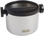 De'Longhi Espresso Knock Box, Easy and Mess-Free Disposal of Coffee Puck, Removable Bar and Non-Slip Base, Dishwasher Safe, Stainless Steel, (Large) 5-inch, DLSC062, diameter: 128mm / 5 inches