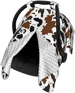 Brown Black Cow Skin Baby Car Seat Canopy Cover Multi Use Nursing Cover for Newborn Car Seat Canopy Mom Nursing Breastfeeding Covers Newborn Shower Gift