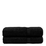 BC BARE COTTON Luxury Hotel & Spa Towel Turkish Bath Sheets Dobby Border (Black, Bath Sheets - Set of 2)