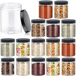 AKOLAFE 16 PCS Plastic Jars with Li