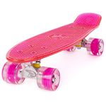 Penny Board Cruiser Skateboard by Land Surfer - 22 Inch Adults and Kids Skateboard For Street and Skatepark - Solid and LED Light Up Wheel Styles