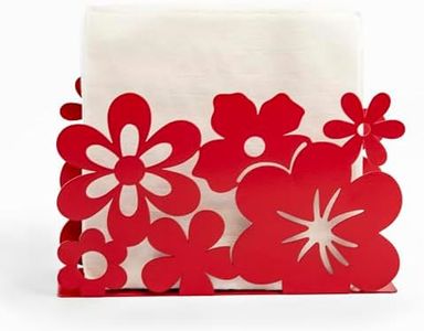 Mango Steam Tabletop Napkin/Tissue & Letter Holder For Home, Kitchen, Restaurants (Flower, Red)