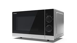 SHARP YC-PS201AU-S Compact 20 Litre 700W Manual control Microwave, 6 power levels, defrost function, LED cavity light - Silver