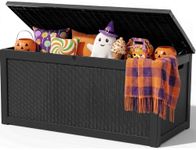 Outdoor Storage Box, 420 Gallon Waterproof Resin Deck Box with Support Rod | UV Resistant Lockable Package Delivery Bin, Shoe, Patio & Garden Tools Storage, Toy Cabinet, Ottoman, Indoor/Outdoor