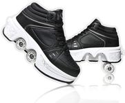 LDRFSE Shoes with Wheels LED Luminous Skates 4-Wheel Adjustable Roller Skates Hidden Wheel for Running Shoes for Playing for Men Women and Children