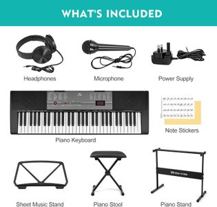 MUSTAR 61-Key Lighted Keyboard – Black Electronic Piano