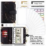 Onlyesh Budget Binder, Cash Envelopes for Budgeting, Money Organizer for Cash, 28Pcs Budget Binder with Cash Envelopes, Marble 6-Ring Money Saving Binder(Black)