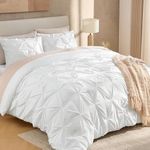 Andency White Comforter Set Oversized Queen(98x98Inch), 3 Pieces Comforter for Girls Kids, Soft Microfiber Pinch Pleat Comforter Set, All Season Lightweight Bedding Set