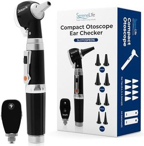 SereneLife 2-in-1 Ophthalmoscope & Otoscope Set | Perfect for Inspecting Ears, Mouth & Nose | Multi-Aperture Diaphragm Wheel & Battery Powered | Includes 4 Reusable Washable Tips | for Family & Pets