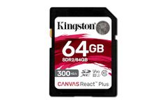 Kingston Canvas React Plus 64GB SD Card | SDXC UHS-II | 300R/260W U3 V90 | Full HD/4K/8K | SDR2/64GB