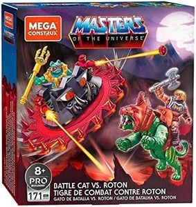 Maîtres de l'Univers Mega Construx, Tigre de Combat Contre Roton à Construire, 171 pièces, Jeu de Briques de Construction, 8 Ans et Plus, GPH23
