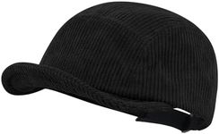 CLAPE Corduroy 5 Panel Hat, Lightweight Breathable Adjustable Soft Flat Brim Baseball Cap Trucker Hat for Outdoor Adventures