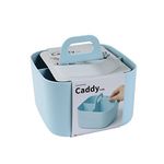 BLUE GINKGO Multipurpose Caddy Organizer - Stackable Plastic Caddy with Handle | Desk, Makeup, Dorm Caddy, Classroom Art Organizers and Storage Tote (Square) - Blue