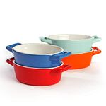 Mini Ceramic Oven Dishes - Set of 4 | Oval Baking Dish | Oven To Table Baking Dishes | Red, Blue, Green & Orange Colours | Lasagne, Pie and Casserole Pot | M&W