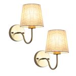 MRHYSWD Set of 2 Gold Wall Lights for Living Room Bedrooms, Modern Wall Sconce Lights Indoor Wall Lighting Fixtures Vintage Wall Lamps for Bedside Bathroom Hallway, Without E27 Bulbs