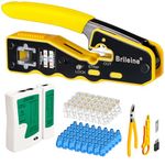 Brileine Pass Through RJ45 Crimping Tool Kit, Cat 6 Pass Through Ethernet Crimper for Cat6/ Cat5/ Cat5e Pass Through RJ45 Connectors