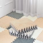 Amylove 72Pcs Foam Floor Mat 12x12x0.4in Interlocking Eva Foam Mats with Border Soft Plush Fluffy Foam Floor Tiles Interlocking Rug Climbing Area Carpet Squares for Home Playroom (White, Gray, Beige)