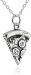 FashionJunkie4Life Sterling Silver 3D Slice of Pizza Charm Necklace, 18" Chain, Metal