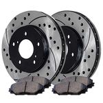 AutoShack Front Drilled and Slotted Brake Kit Rotors Black and Ceramic Pads Pair of 2 Driver and Passenger Side Replacement for Toyota Corolla Matrix Scion xD Pontiac Vibe 1.8L FWD SCDPR41507415071210