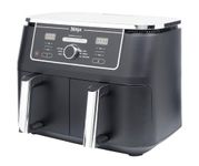 Ninja Foodi MAX Dual Zone Digital Air Fryer, 2 Drawers, 9.5L, 6-in-1, Uses No Oil, Max Crisp, Roast, Bake, Reheat, Dehydrate, Cook 8 Portions, Non-Stick Dishwasher Safe Baskets, Black AF400UK
