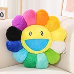 FIONOUT Flower Pillow,Flower Shaped Throw Pillow,Flower Face Floor Cushions Floor Pillow,Colorful Sunflower Plush Pillow,Cute Room Decor Decorative Pillows for Sofa Bedroom Car(60CM/23.6in)
