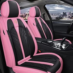 BPOOBP Luxury 5 Seats Car Seat Covers Fit for Diamante Durable Waterproof PU Leather Seat Cushion Covers Vehicle Front&Rear Seat Protectors（Black Pink）