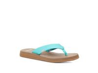 Sanuk Women's Yoga Mat Vintage Floral Flip-Flop, Aqua Splash, 6 UK