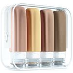 Glivary travel Bottles Kit for Toiletries Organizer BPA Free 90ml Silicone Size Containers Portable Split Bottle Accessories for Conditioner Shampoo Lotion - 4 Pack, Multicolor