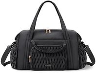 BAGSMART Travel Duffel Bag, Quilted Weekender Bags for Women, Overnight Gym Bag Carry on Duffle Bag for Travel, Black