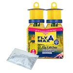 Zero In Fly Max Re-Usable Fly Catcher – Twinpack Effective Fly Trap, Refillable Insect Attractant for Outdoor Use Covers up to 10m Radius, Yellow